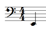 1st ledger line below the staff
